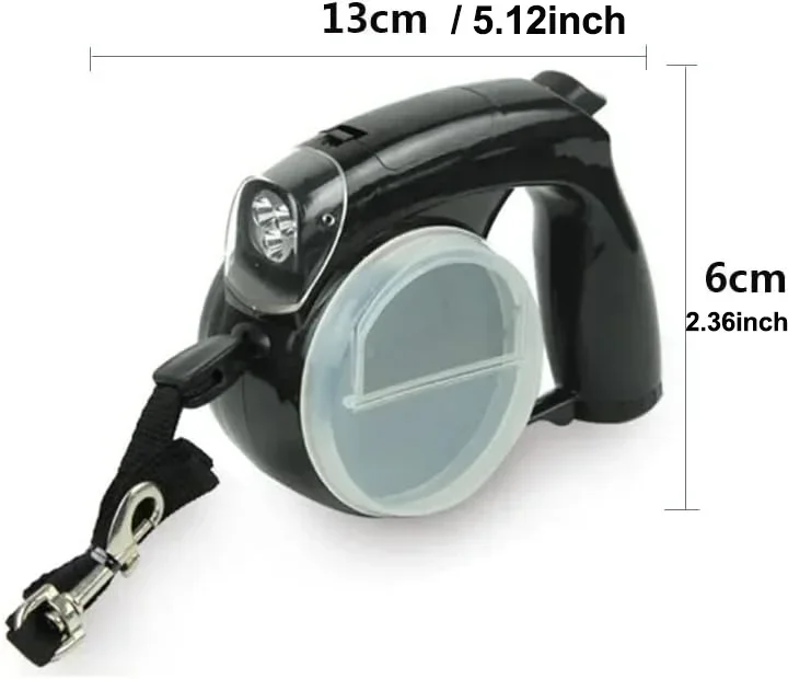 Retractable Dog Leash with Light for Night Walking Pet Dog Lead With Water Bowl Food Box Poop Bag - Image 2